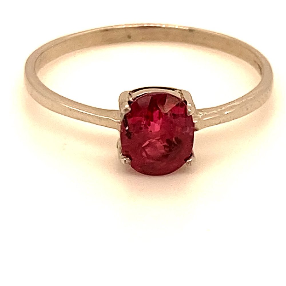 Burmese Ruby 1.04ct Rhodium Finish Silver Ring